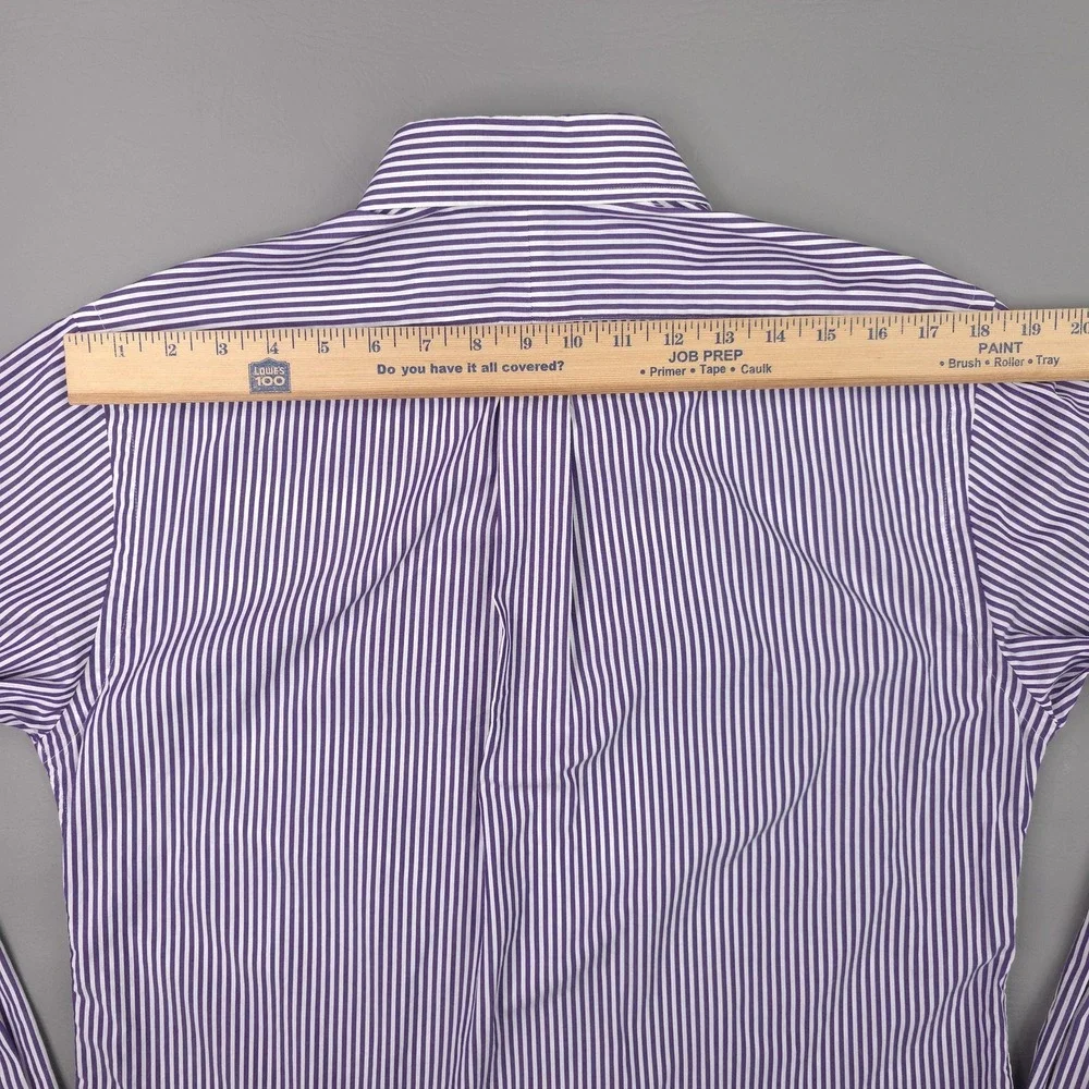 Ralph Lauren Shirt Mens Medium Purple Stripe Custom Fit Long Sleeve Button Down